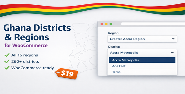 Ghana Districts & Regions – WooCommerce & Address Fields for WordPress