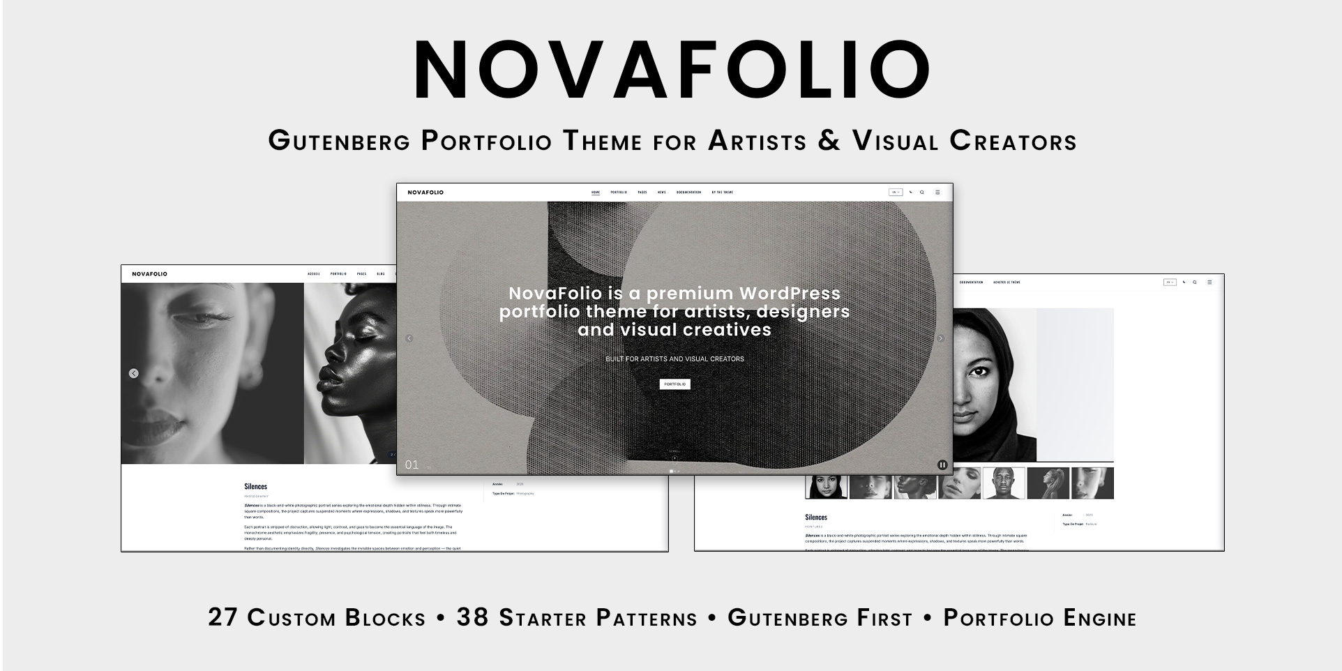 NovaFolio – Artist & Portfolio Gutenberg WordPress Theme