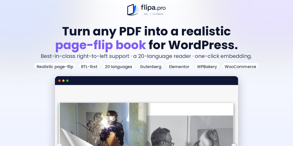 Flipa — PDF Flipbook for WordPress (RTL & 20 Languages)