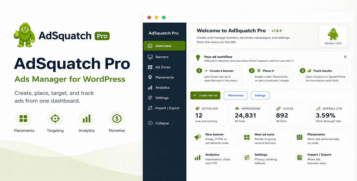 AdSquatch Pro – Ads Manager for WordPress