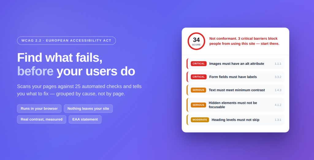 Accessibility Audit – WCAG & EAA Compliance Checker