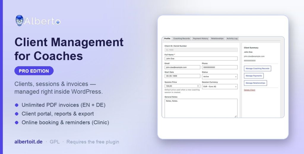 Client Management for Coaches Pro