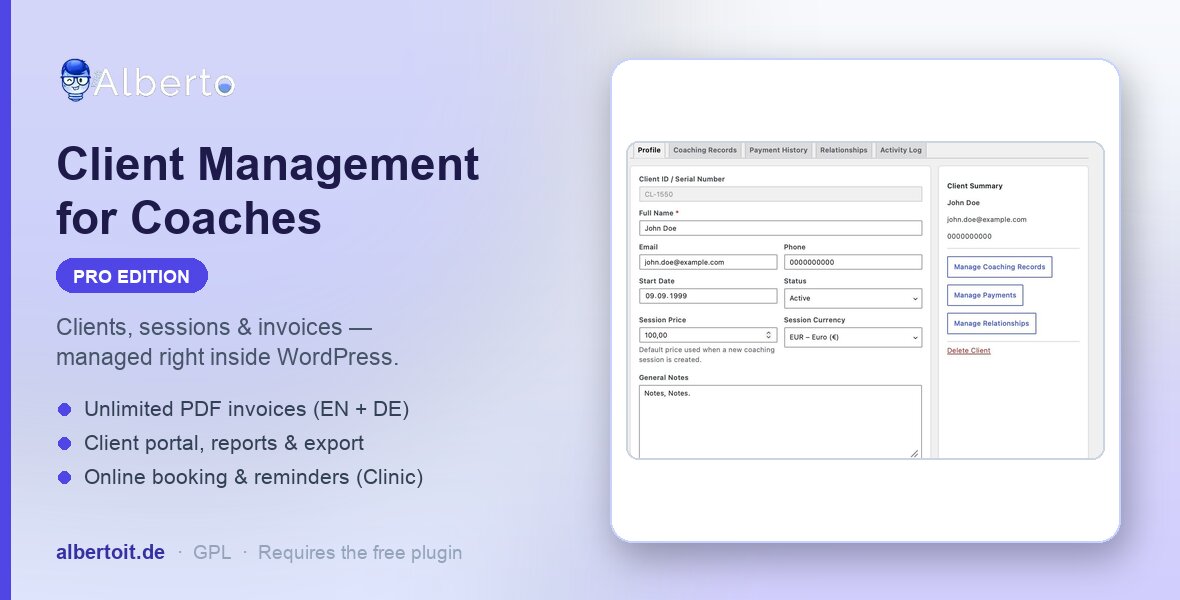 Client Management for Coaches Pro