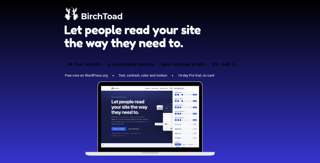BirchToad – Accessibility Toolbar