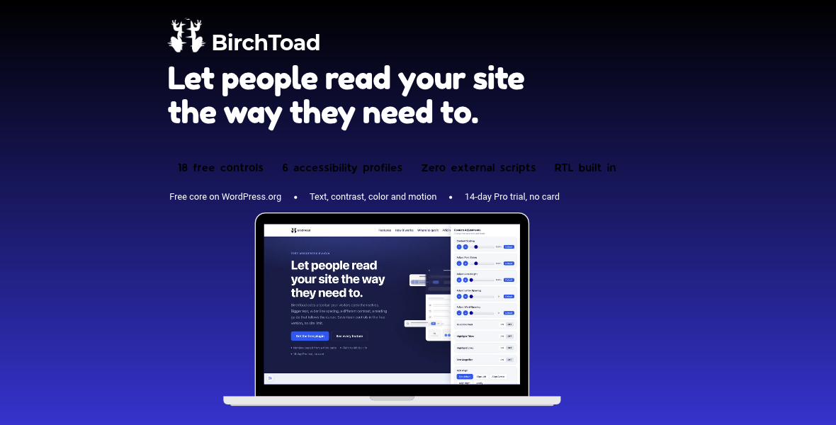 BirchToad – Accessibility Toolbar
