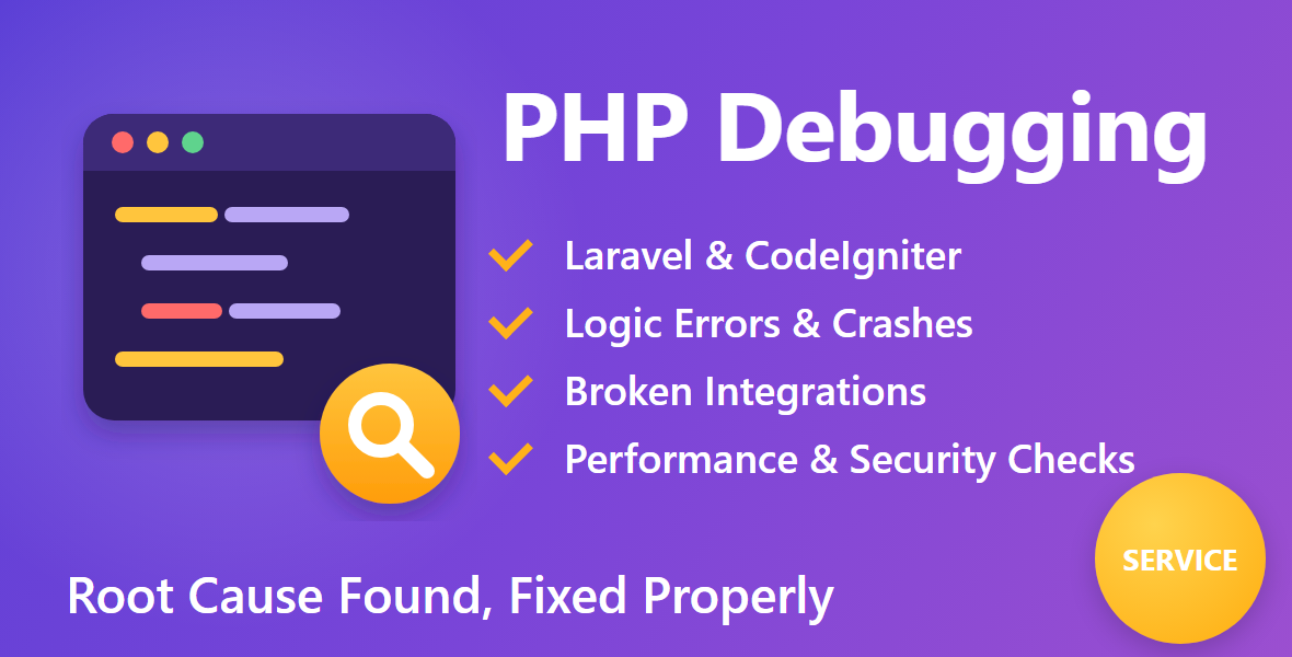 PHP Debugging & Code Fixes – Laravel, CodeIgniter & Custom PHP